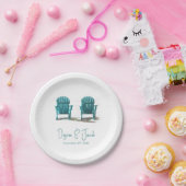 Adirondack Beach Chairs White Blauwgroen Wedding Papieren Bordje (Feest)