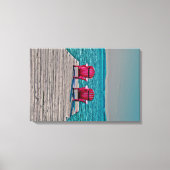 Adirondack Beach Stoelen Blauwgroen rustiek huisje Canvas Afdruk (Voorkant)