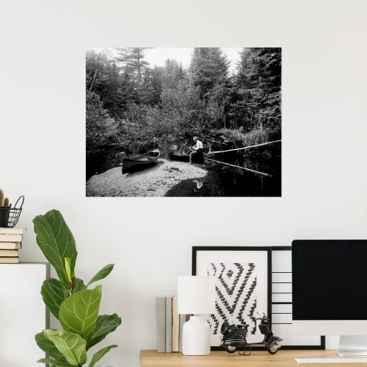 Adirondack Canoe Vissen Poster (Thuiskantoor)