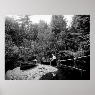 Adirondack Canoe Vissen Poster