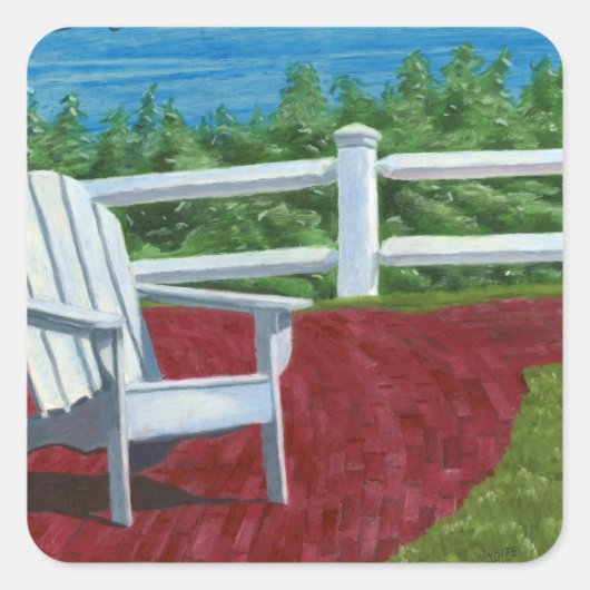 Adirondack Chair Painting Vierkante Sticker (Voorkant)