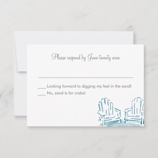 Adirondack Chairman Wedding Invitation RSVP (Voorkant)