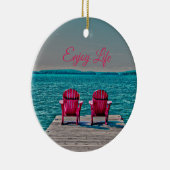 Adirondack Chairs genieten van het leven in de Cot Keramisch Ornament (Rechts)