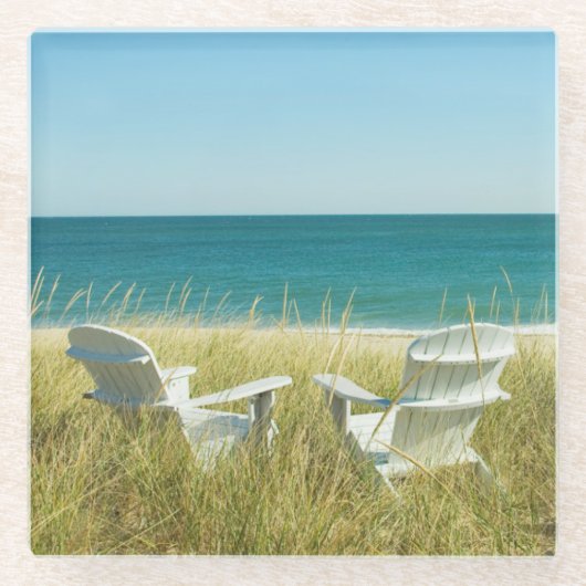 Adirondack Chairs in de Dunes Glazen Onderzetter (Voorkant)
