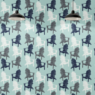 Adirondack Chairs Navy Blue, Aqua, Grey Patterned Behang