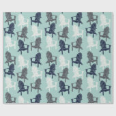 Adirondack Chairs Navy Blue, Aqua, Grey Patterned Cadeaupapier (Vlak)