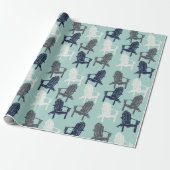 Adirondack Chairs Navy Blue, Aqua, Grey Patterned Cadeaupapier (Uitgerold)