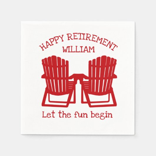 Adirondack Chairs Navy Red Retirement Napkins Servet (Voorkant)