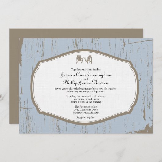 Adirondack Chairs Rustic Wedding Kaart (Voorkant / Achterkant)