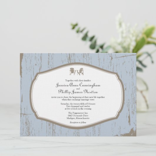 Adirondack Chairs Rustic Wedding Kaart (Staand voorkant)