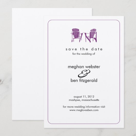 Adirondack Chairs Wedding Save the Date (Voorkant / Achterkant)