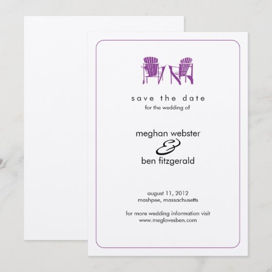 Adirondack Chairs Wedding Save the Date (Voorkant / Achterkant)