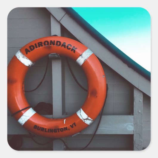 adirondack ferry lifesaver vierkante sticker (Voorkant)