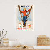 Adirondack-gebergte Kunst Lake Placid Print Ski (Keuken)
