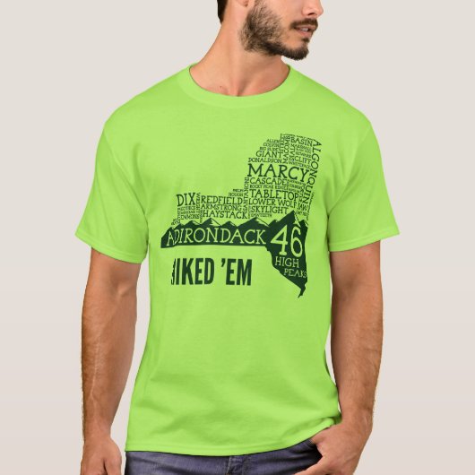 Adirondack High Peaks Hiked T-Shirt (Green Logo) (Voorkant)