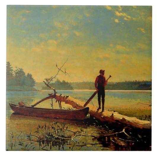 Adirondack Lake, schilderij van Winslow Homer, Tegeltje (Voorkant)