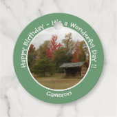 Adirondack Lean-to in de herfst Verjaardagsfeestar Bedankjes Labels (Voorkant)