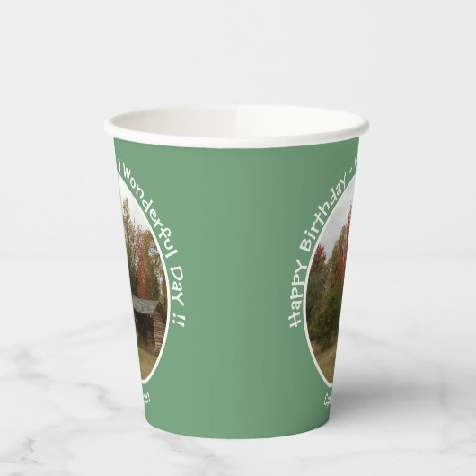 Adirondack Lean-to in de herfst Verjaardagsfeestar Papieren Bekers (Links)