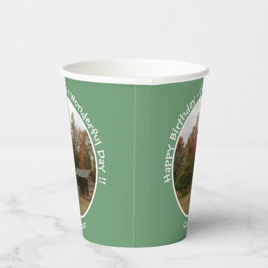 Adirondack Lean-to in de herfst Verjaardagsfeestar Papieren Bekers (Rechts)