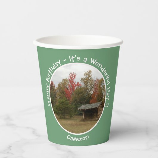 Adirondack Lean-to in de herfst Verjaardagsfeestar Papieren Bekers (Voorkant)