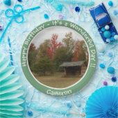 Adirondack Lean-to in de herfst Verjaardagsfeestar Papieren Bordje (Feest)