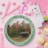 Adirondack Lean-to in de herfst Verjaardagsfeestar Papieren Bordje (Feest)