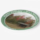 Adirondack Lean-to in de herfst Verjaardagsfeestar Papieren Bordje (Gekanteld)