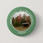 Adirondack Lean-to in de herfst Verjaardagsfeestar Ronde Button 5,7 Cm (Voorkant)