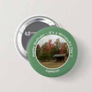 Adirondack Lean-to in de herfst Verjaardagsfeestar Ronde Button 5,7 Cm