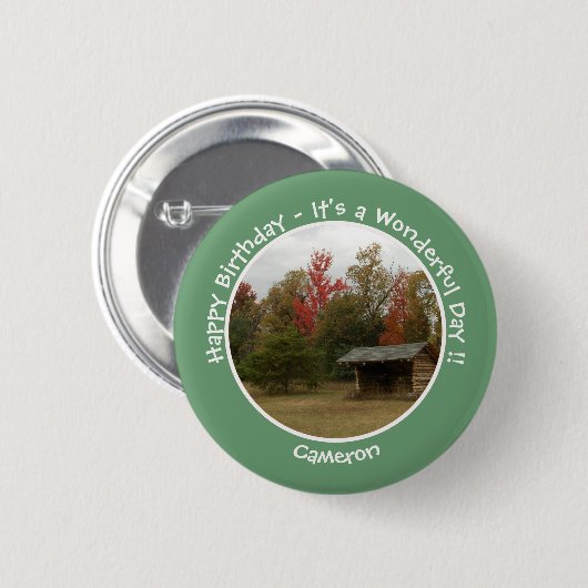 Adirondack Lean-to in de herfst Verjaardagsfeestar Ronde Button 5,7 Cm (Voorkant /achterkant)