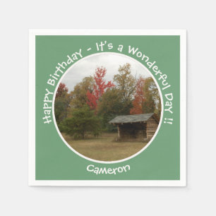 Adirondack Lean-to in de herfst Verjaardagsfeestar Servet