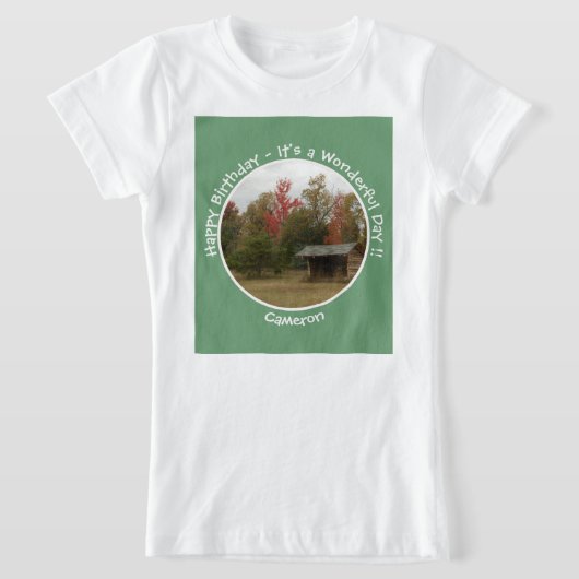 Adirondack Lean-to in de herfst Verjaardagsfeestar T-shirt (Laagn)