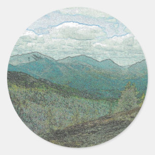 Adirondack Mountain Peaks Panorama Ronde Sticker