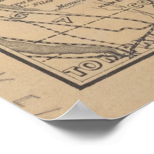  Adirondack Mountains Railroad Map (1895) 2 Poster (Hoek)