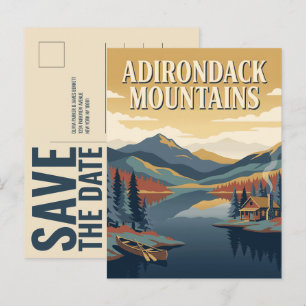 Adirondack Mountains Save the Date Huwelijk Briefkaart