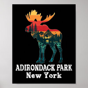 Adirondack Park Eland Silhouet Wandelen New York  Poster