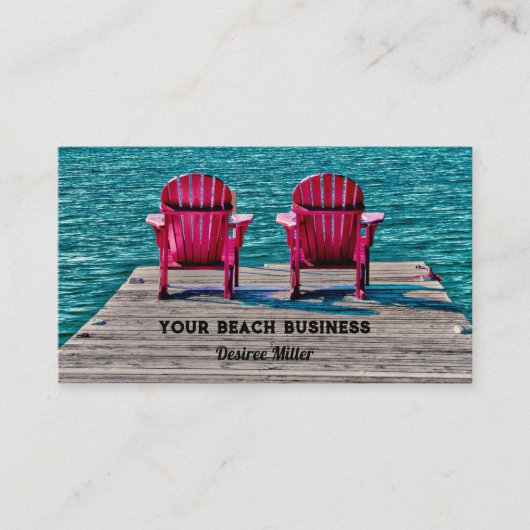 Adirondack Pink Blauwgroen Beach Chairs Visitekaartje (Voorkant)