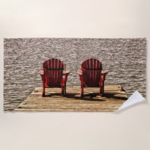 Adirondack Red Beach Chairs Cottage Land
