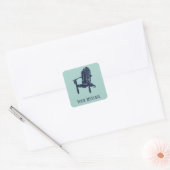 Adirondack Stoel Marine en Aqua Blue gepersonalise Vierkante Sticker (Envelop)