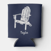 Adirondack stoel wit en marineblauw gepersonalisee blikjeskoeler (Voorkant)