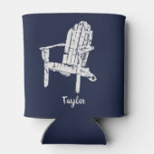 Adirondack stoel wit en marineblauw gepersonalisee blikjeskoeler (Achterkant)