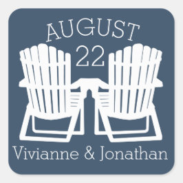 Adirondack stoelen blauw vierkante sticker