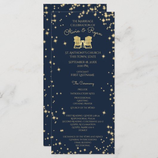 Adirondack stoelen en sterrenhemel marine blauw programmakaart (Voorkant / Achterkant)