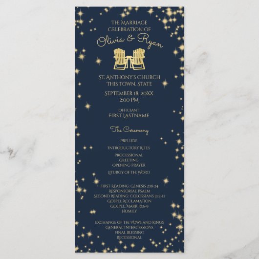 Adirondack stoelen en sterrenhemel marine blauw programmakaart (Voorkant)