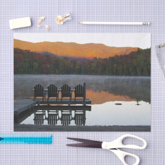 Adirondack-stoelen Heart Lake Herfst Tissuepapier (Craft)