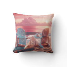 Adirondack stoelen in roze zonsondergang