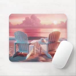 Adirondack stoelen in roze zonsondergang muismat