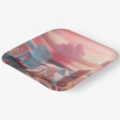 Adirondack stoelen in roze zonsondergang papieren bordje (Gebogen)