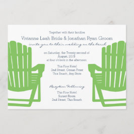 Adirondack Stoelen Limoen en Navy Beach Wedding Kaart