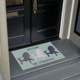 Adirondack stoelen Navy Blue en Aqua gepersonalise Deurmat